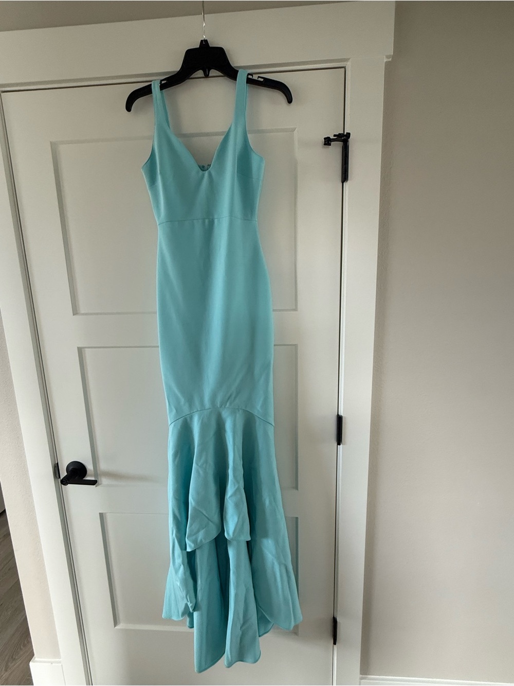 cinq a sept Aqua V-Neck Mermaid Gown